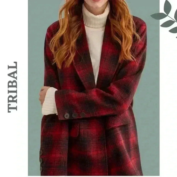 Tribal Red Black Plaid
Collared Jacket Single
Breasted - Picture 1 of 6